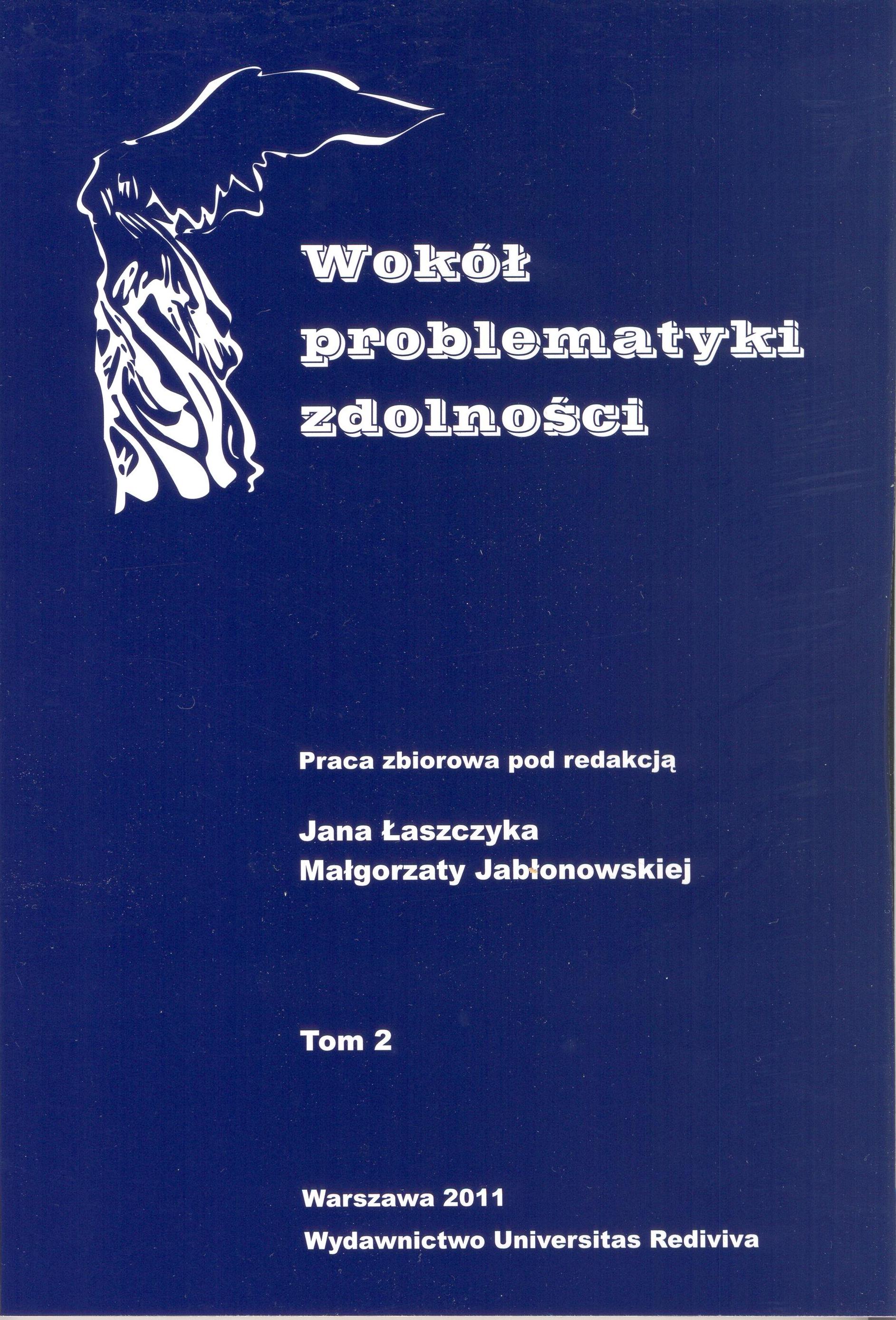 Okładka książki 'Wokół problematyki zdolności' pod red. Jana Łaszczyka i Małgorzaty Jabłonowskiej, tom 2